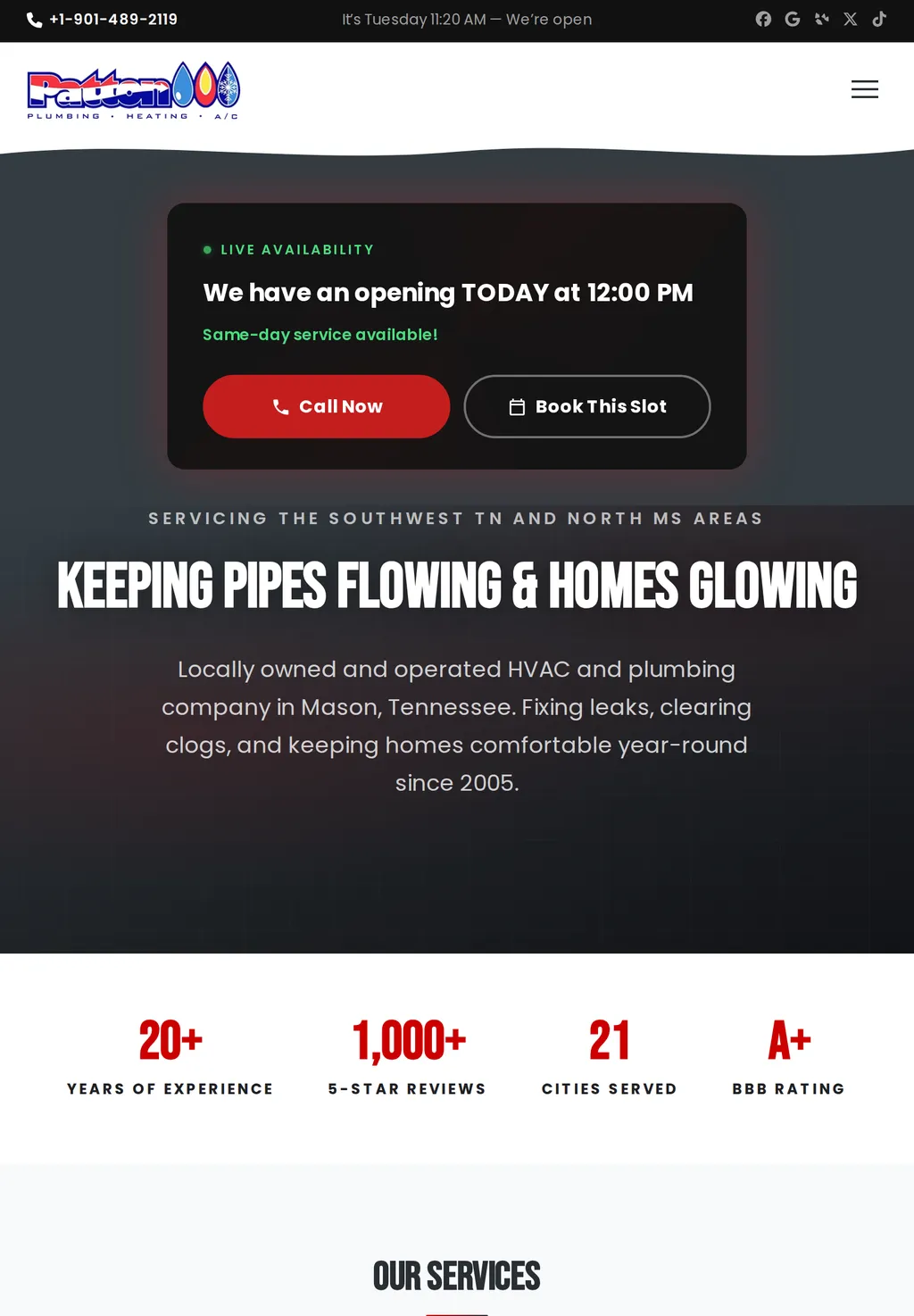 Patton Plumbing, Heating & A/C on iPad